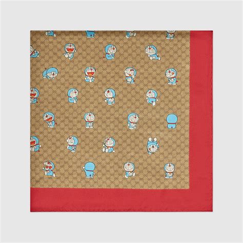 gucci doraemon silk scarf|Doraemon x Gucci colors.